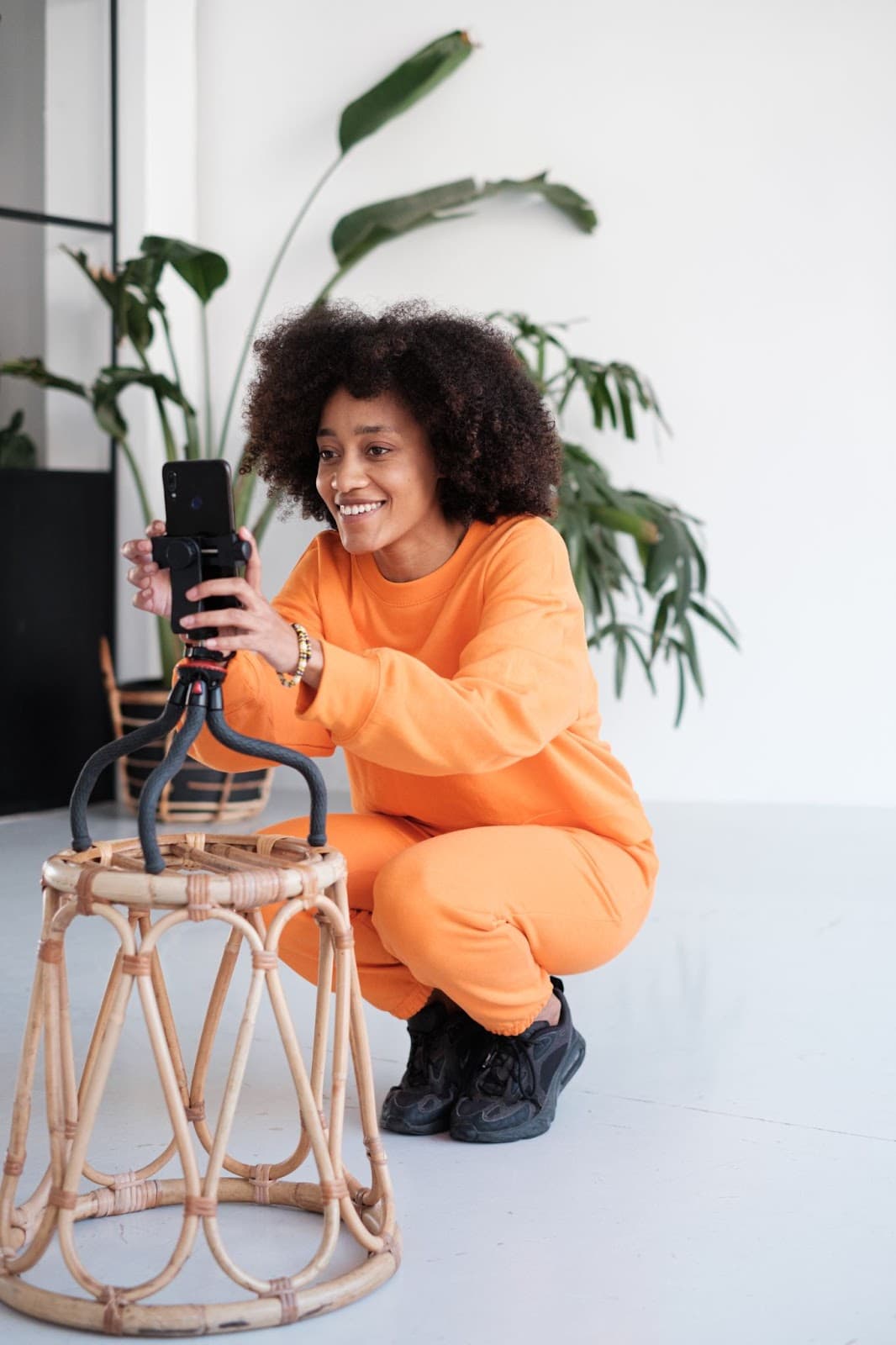 Woman shooting on an iPhone.